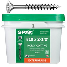 SPAX #10 x 2-1/2" Exterior Flat Head Deck Wood Screws Construction Torx T-Star Plus (1500 EA) Bulk Pail Bit Included Rust Resistant