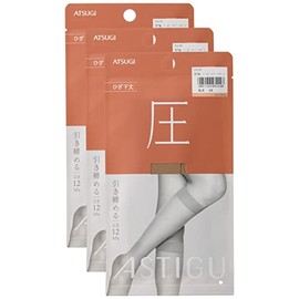 Atsugi FS4033 Women's Stockings, Tightening, Below Knee Length, 3 Pair Set, baby beige