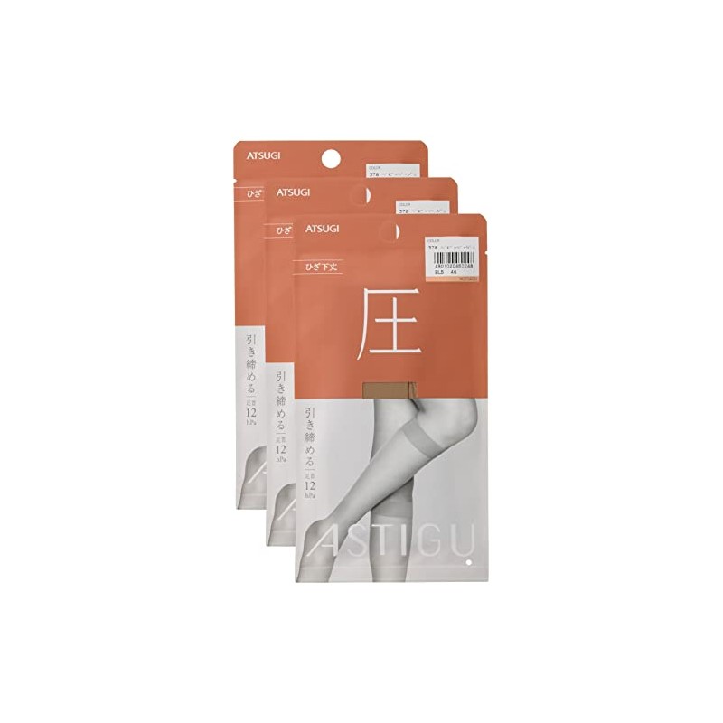 Atsugi FS4033 Women's Stockings, Tightening, Below Knee Length, 3 Pair