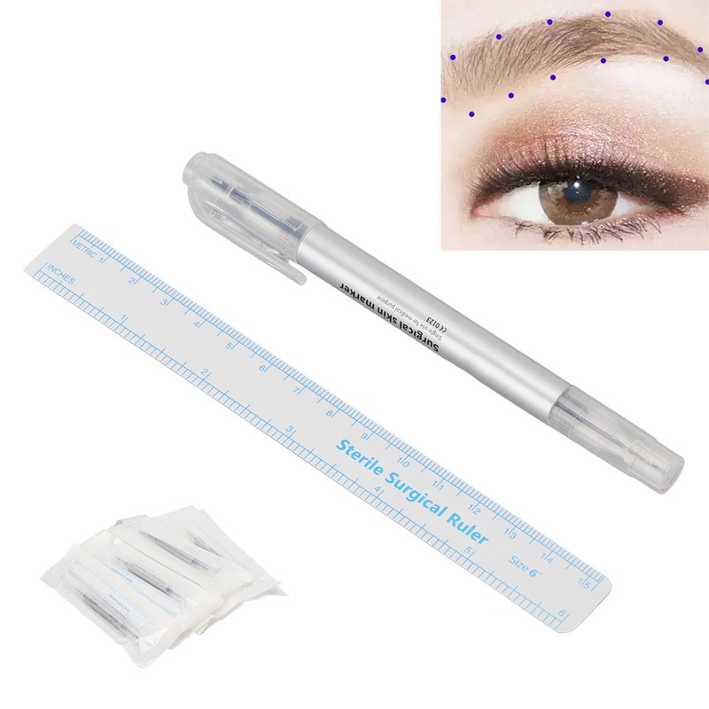 10pcs Microblading Tattoo Marker Pen Gray Skin Marker Pen Paper