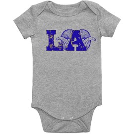 King Mouse Los Angeles Football Baby Onesie | LA Sports Infant Crawler (6-12 Months US, Gray)