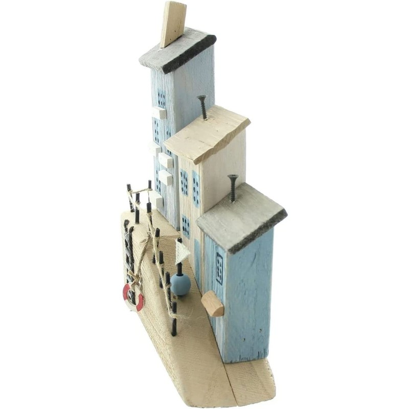 Decorative House Maritime Harbour Promenade 26 cm High Wooden Decoration