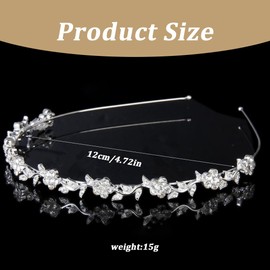 Brautstirnband Hochzeit Haarband Kunstperle Strass, Kommunion-Stirnband für Mädchen und Braut, Braut-Blumen-Tiara, Haarbänder für die Braut mit Strass-Kristallperlen, Braut-Stirnbänder mit Strass-A