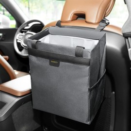 MEIDI Car Trash Can,Waterproof Garbage Can,Magnetic Multipurpose Trash Bin for Car - Gray (2 Gallons-Gray)