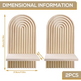 Byzesty Pack of 2 Wooden Wall Shelves, Boho Wood Rainbow Wall Shelves, Hanging Shelves, Boho Wall Decoration, Wall Shelf, Bohemian Wall Mount, Floating Shelf, Wall Decoration, Wall Shelf Made of Pine