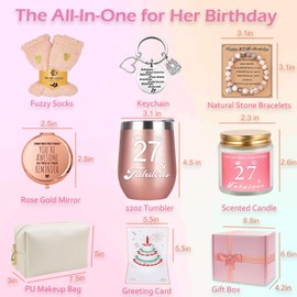 27th Birthday Gifts for Women Her, Happy 27th 27 Year Old Birthday Basket Gifts Box for Women Best Friends Female Daughter Sister Her Girlfriend Coworker Bestie Birthday Unique