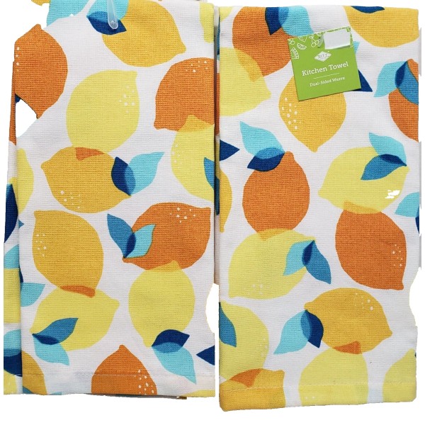 Ritz Set of 2 Dual Cotton Kitchen Towels (16"x26") FRUITS,