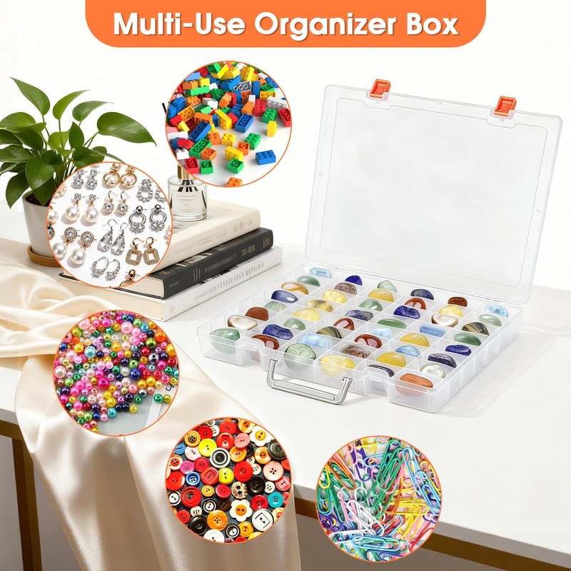 2 Pack Rock Collection Box, 48 Grids Rock Display Case