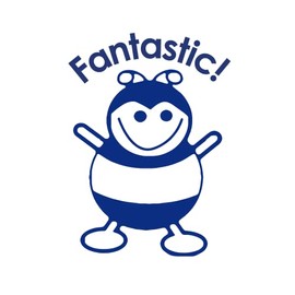 SuperStickers Fantastic Bee Pre Inked Stamper - Blue with 'Fantastic' Message
