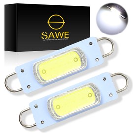 SAWE - 44mm COB Festoon LED Bulbs For Car Side Door Courtesy Rigid Loop 1.73" LED Light Bulbs 561 562 567 (2 pieces) (White)