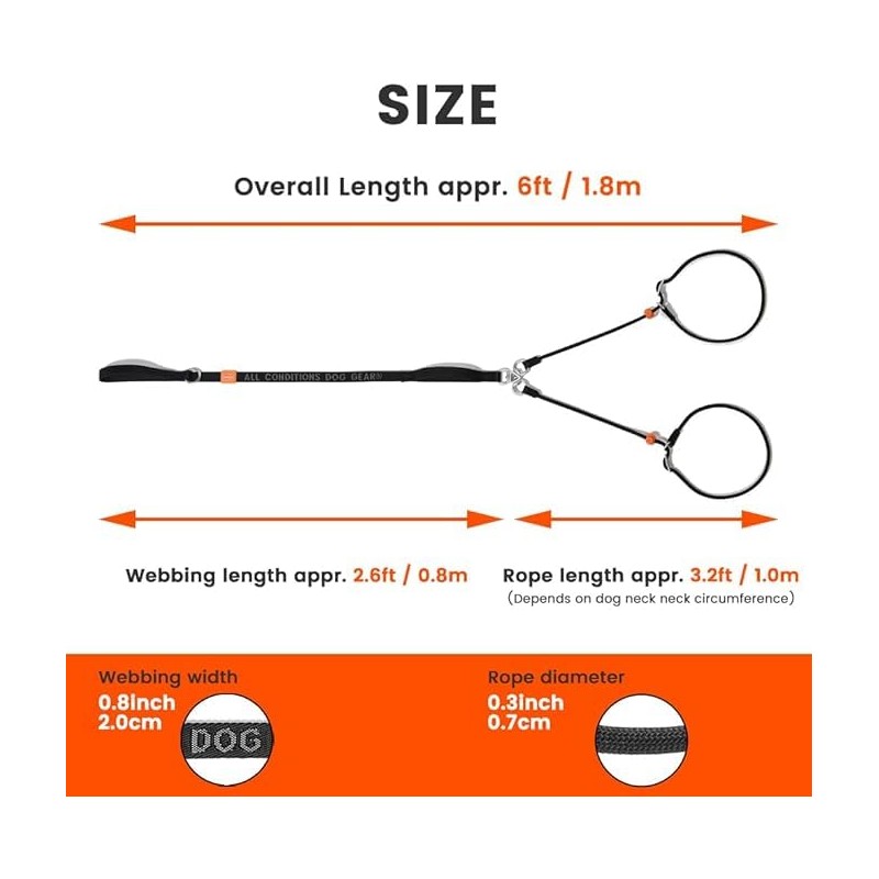 Howgo Double Slip Leash Slip Lead with Two Handles| Dual