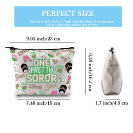 GJTIM Sorority Makeup Bag Paraphernalia Gift Pink and Green Black Greek Sorority Gift One Prettty Soror Zipper Pouch for Soror Black Womens (One Pretty Bag)