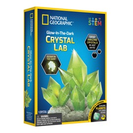 NATIONAL GEOGRAPHIC Glow-in-the-Dark Crystal Growing Lab - DIY Crystal Creation - Includes Real Fluorite Crystal Specimen