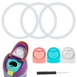 3pcs Bottle O Seal Ring & 3pcs Gasket Replacement Stopper for Owala FreeSip Cap, Silicone Water Bottle Plug Stopper BPA Free Top Lid Mouth Parts Compatible with Owala FreeSip 24oz 32oz (Color 4)