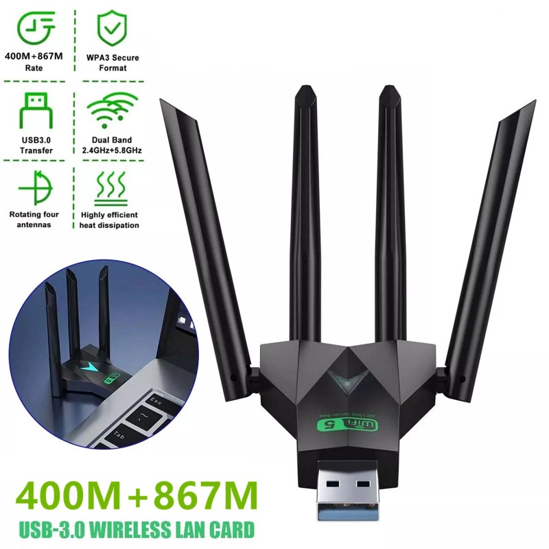 2.4G 5G High-Speed USB 3.0 Wireless WiFi Adapter For Windows