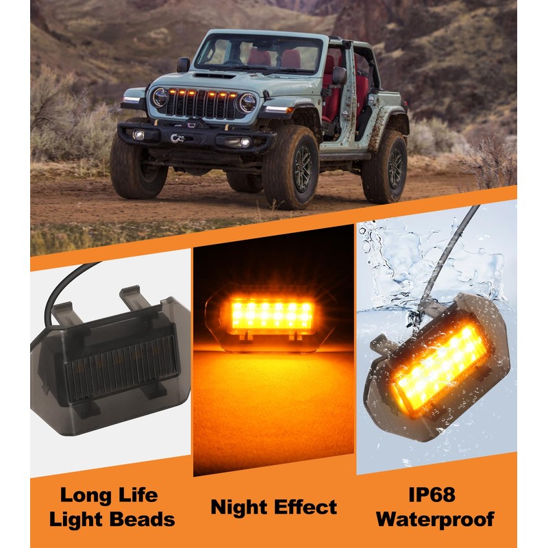 Grill Lights for Jeep Wrangler JL JLU Front Bumper Grille