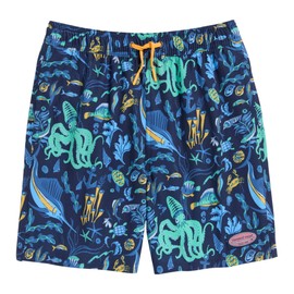 vineyard vines Boys' Standard Printed Chappy Swim Trunks, Underwater Navy
