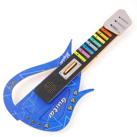 SkilLify Guitar Toy for Kids, 3-in-1 Musical Instrument Toy, Keyboard Piano & Bass Sounds, DIY Electronic Wooden Play Guitar Kit for 5-12 Year Old Children Boys Girls Gifts(Blue)