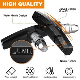 2 Pairs Bike Brake Pads, V Bicycle Brake Pads with Hexagonal Spanner, Nuts and Spacer, 70mm V Brake Blocks for Mountain Bicycle Road Bikes, No Noise, High Braking Force