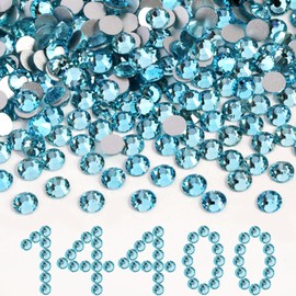 Beadsland Flatback Rhinestones Bulk,14400pcs Red Rhinestones for Nails Crafts Clothes DIY Decoration, Aquamarine, SS10, 2.7-2.9mm