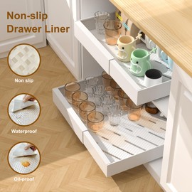 2PCS Pull Out Drawers for Kitchen Cabinets, Expandable (12.2"-19.7") Sliding Drawers for Cabinets with Non-Slip Drawer Liner, Heavy Duty Pull Out Cabinet Organizer for Pantry, Under Sink 16.5" Depth