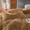 PHF Fluffy Taupe Faux Fur Duvet Cover Set Queen, Luxury