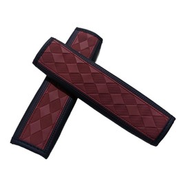 2PCS Car Seat Belt Covers, Embossed Leather Seat Belt Protector Cushion, Driving Comfortable Seatbelt Shoulder Strap, Universal Car Seatbelt Pad Accessories for Protect Shoulder and Neck (Wine Red)