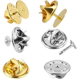 JANYUN 120 Pairs Butterfly Clutch Tie Tacks Pin Back Metal Locking Replacement with 10mm Blank Pins for Craft Making