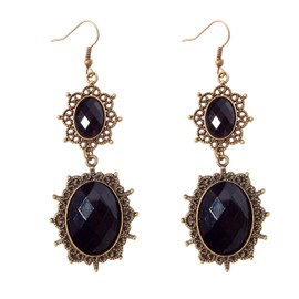 RareLove Lolita Black Rhinestone Teardrop Chandelier Dangle Earrings (Black drop)