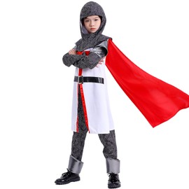 Faltern Kid Knight Costume Boy Crusader Costume Medieval Knight Templar Costume Cosplay Renaissance Knight Outfit Cloak Robe