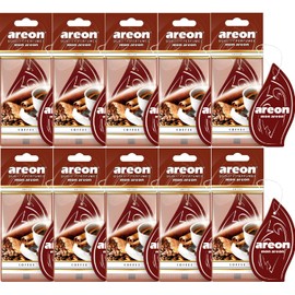 AREON Mon Auto Lufterfrischer Kaffee Duft Autoduft Hängend Aufhängen Anhänger Spiegel Braun Pappe 2D Wohnung (Coffee Set Pack x 10)