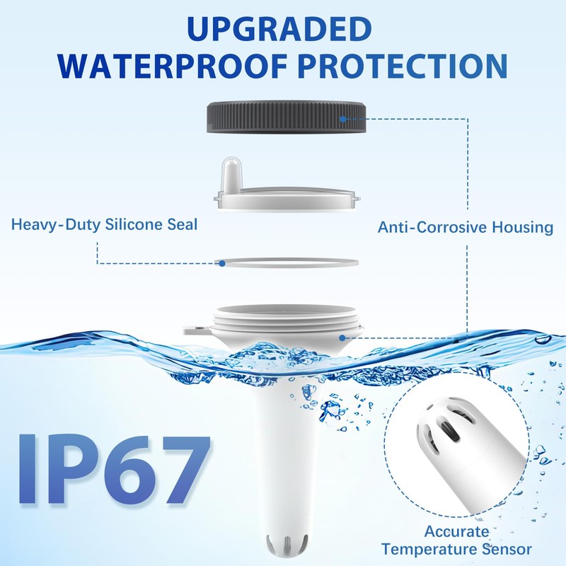 Nuovoware Digital Floating Pool Thermometer, Wireless Thermometer with Easy Read