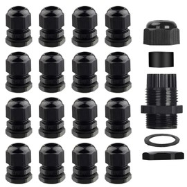 16 Sets PG7 Waterproof Nylon Cable Glands, Cable Gland, Plastic Nylon Compression Fittings, Integrated Waterproof Seal, Double Waterproof Effect, Suitable for