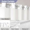 SSCRCUSLY 71x84 Inches White No Hook Grey Striped Shower Curtain
