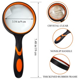 Handheld Magnifying Glass 5x High Clarity Reading Magnifier Shatterproof Magnifying Len Low Vision Aid for Reading Inspection Observation 3.54" Diameter