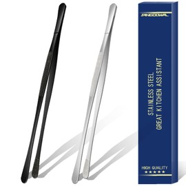 12inch Cooking Tweezers Tongs, 2 Pcs Stainless Steel Food Tweezers Set, Professional Kitchen Long Tweezers for Cooking,Sea Food,BBQ,Multi-use