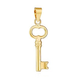 NKlaus 14405 Key Pendant Necklace 333 Yellow Gold 8 Carat 19 x 7 mm, Yellow Gold