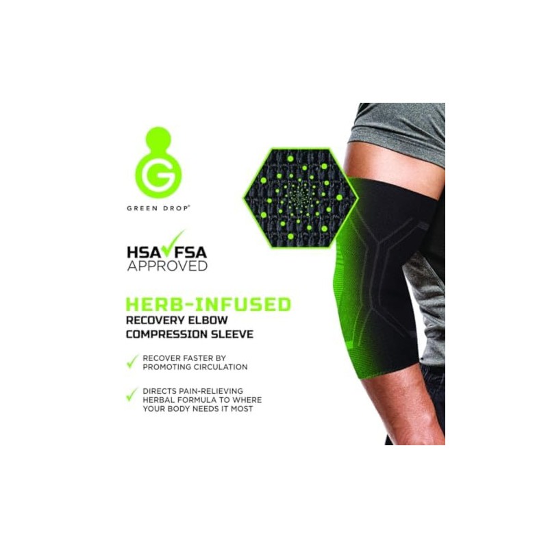 Green Drop Herb-Infused Compression Sleeve for Elbow & Calf Support