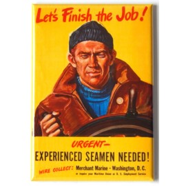 Blue Crab Magnets Merchant Marine "Let's Finish the Job" FRIDGE MAGNET recruiting poster - 1.75 x 2.75 inches