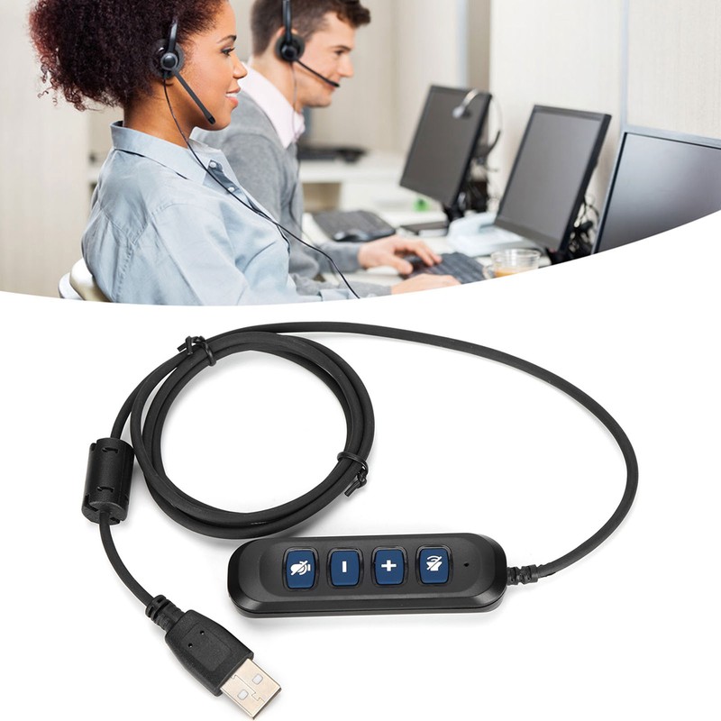 H901 USB Plug QD Cable Adaptor Adjustable Volume Call Center