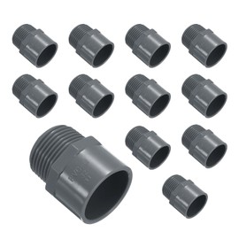 uxcell 12 Pcs Union PVC Pipe Fitting 1" Male Adapter Thread Connector Pipe Sink Drain Adapters for Connecting Pipes, Grey