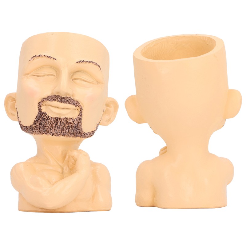 Face Planter Pot with Drainage Hole Man Face Flower Pot