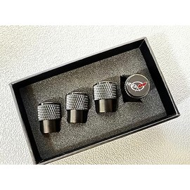 Eurosport Corvette C5 Logo Black Valve Stem Caps - Knurled