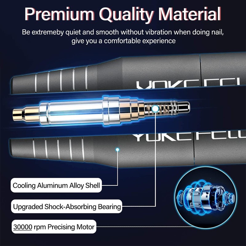 YOKEFELLOW Protable Electric Nail Drill,USB Efile Professional 30000RPM Manicure Electrical