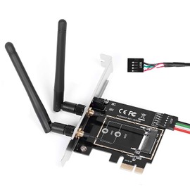 Adaptador de Tarjeta de Red inalámbrica M.2 NGFF a PCI-E 1X WiFi Convertidor de Tarjeta de Red PCI-E M.2/NGFF Adaptador pasivo con Antena de Doble Banda 2.4/5G