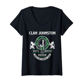 Womens Clan Johnston Scottish Surname Family Highland Games V-Neck T-Shirt