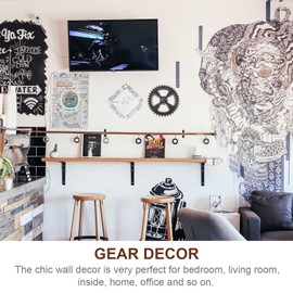 Angoily Wooden Gear Wheels Decoration,Gear Ornaments Vintage Wall Decor,Industrial Steampunk Gear,Art Craft Geometric Wheel Sculpture for Home Office Hanging Decorations