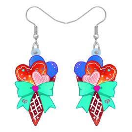Valentines Day Gifts Food Earrings Dangle Acrylic Funny Heart Jewelry for Women Girlfriends Charms, Acrylic, No Gemstone