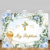 MEHOFOND 7x5ft Blue Boys Baptism Decoration Backdrop My Baptism Angel