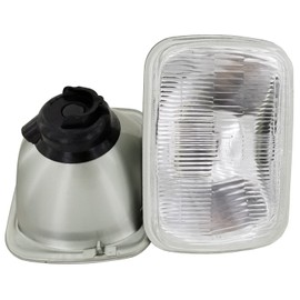 GS Power OEM style 5-inch Round Glass Lens Housing H4 HID for Cars, Truck and Van, LED Halogen High Low Beam Headlight Lamp Conversion Vehicle Light Assembly (Chrome)